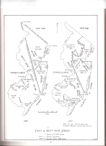 Map of East and West Jersey 1686 and 1700 by John P. Snyder